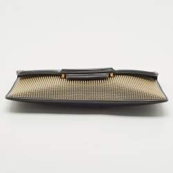 Alexander McQueen Gold/Black Leather Studded Heroine Flat Pouch 