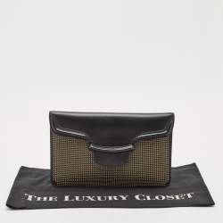 Alexander McQueen Gold/Black Leather Studded Heroine Flat Pouch 