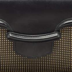 Alexander McQueen Gold/Black Leather Studded Heroine Flat Pouch 