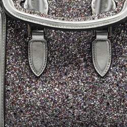 Pre Owned Alexander McQueen Grey Glitter and Leather Mini Heroine Shoulder Bag