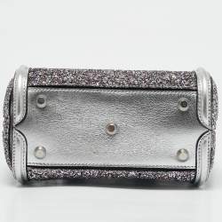 Pre Owned Alexander McQueen Grey Glitter and Leather Mini Heroine Shoulder Bag