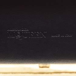 Alexander McQueen Gold Leather Skull Crystals Knuckle Box Clutch