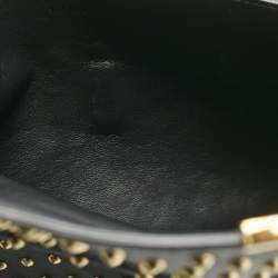 Alexander McQueen Black Leather Studded Flat Skull Clutch