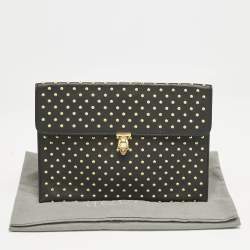 Alexander McQueen Black Leather Studded Flat Skull Clutch