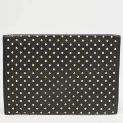 Alexander McQueen Black Leather Studded Flat Skull Clutch