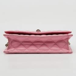 Alexander McQueen Pink Quilted Leather Skull Flap Chain Clutch