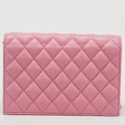 Alexander McQueen Pink Quilted Leather Skull Flap Chain Clutch