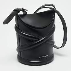 Alexander McQueen Black Leather The Curve Bucket Bag