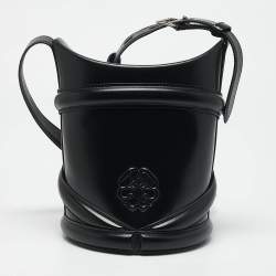 Alexander McQueen Black Leather The Curve Bucket Bag