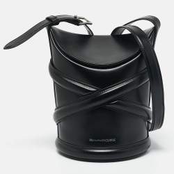 Alexander McQueen Black Leather The Curve Bucket Bag
