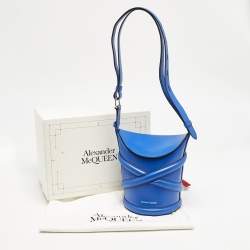 Alexander McQueen Blue Leather The Curve Bucket Bag
