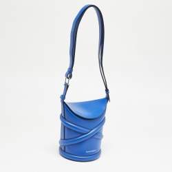 Alexander McQueen Blue Leather The Curve Bucket Bag