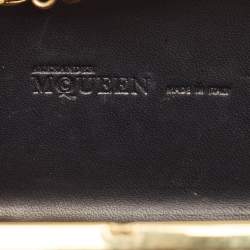 Alexander McQueen Gold Snakeskin Embossed Leather Skull Box Clutch Bag