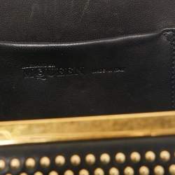 Alexander McQueen Black Leather Studded Skull Box Chain Clutch