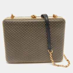 Alexander McQueen Black Leather Studded Skull Box Chain Clutch