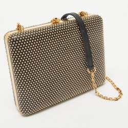 Alexander McQueen Black Leather Studded Skull Box Chain Clutch