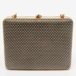 Alexander McQueen Black Leather Studded Skull Box Chain Clutch