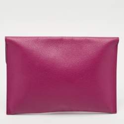 Pre Owned Alexander Mcqueen Purple Leather Skull Flap Pouch