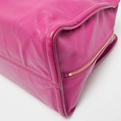 Pre Owned Alexander McQueen Magenta Leather Medium Skull Padlock Zip Bag