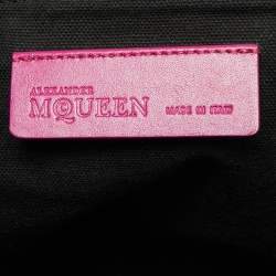 Pre Owned Alexander McQueen Magenta Leather Medium Skull Padlock Zip Bag