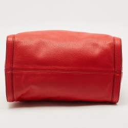 Pre Owned Alexander McQueen Red Leather Padlock Zip Satchel