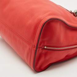 Pre Owned Alexander McQueen Red Leather Padlock Zip Satchel