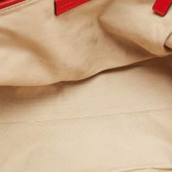 Pre Owned Alexander McQueen Red Leather Padlock Zip Satchel