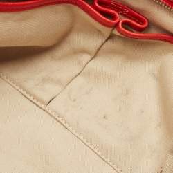 Pre Owned Alexander McQueen Red Leather Padlock Zip Satchel