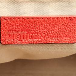 Pre Owned Alexander McQueen Red Leather Padlock Zip Satchel