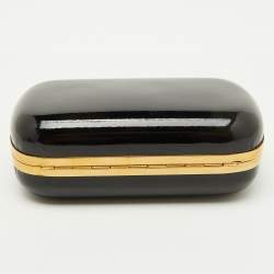 Pre Owned Alexander McQueen Black Patent Leather Skull Box Clutch