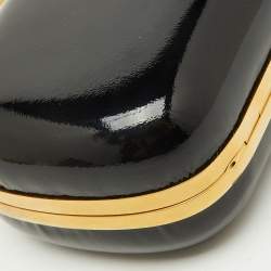 Pre Owned Alexander McQueen Black Patent Leather Skull Box Clutch