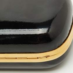 Pre Owned Alexander McQueen Black Patent Leather Skull Box Clutch