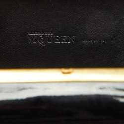 Pre Owned Alexander McQueen Black Patent Leather Skull Box Clutch