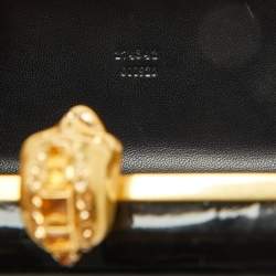 Pre Owned Alexander McQueen Black Patent Leather Skull Box Clutch