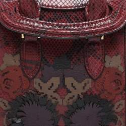 Pre Owned Alexander McQueen Red/Black Snakeskin Patchwork Mini Heroine Bag