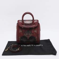 Pre Owned Alexander McQueen Red/Black Snakeskin Patchwork Mini Heroine Bag