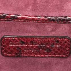 Pre Owned Alexander McQueen Red/Black Snakeskin Patchwork Mini Heroine Bag