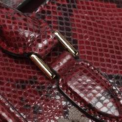 Pre Owned Alexander McQueen Red/Black Snakeskin Patchwork Mini Heroine Bag