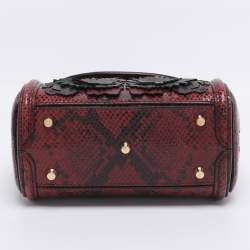 Pre Owned Alexander McQueen Red/Black Snakeskin Patchwork Mini Heroine Bag