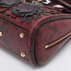 Pre Owned Alexander McQueen Red/Black Snakeskin Patchwork Mini Heroine Bag