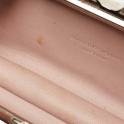 Pre Owned Alexander McQueen Silver Snakeskin Skull Crystals Knuckle Box Clutch