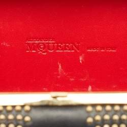 Pre Owned Alexander McQueen Black Leather Studded Brittania Skull Box Clutch