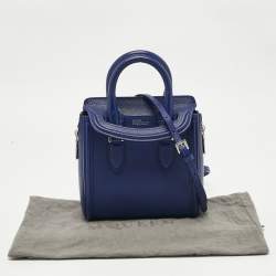 Pre Owned Alexander McQueen Navy Blue Leather Mini Heroine Tote