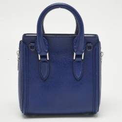 Pre Owned Alexander McQueen Navy Blue Leather Mini Heroine Tote