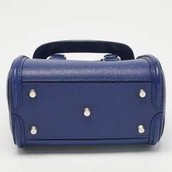 Pre Owned Alexander McQueen Navy Blue Leather Mini Heroine Tote