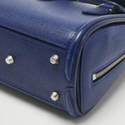 Pre Owned Alexander McQueen Navy Blue Leather Mini Heroine Tote