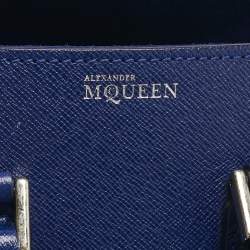 Pre Owned Alexander McQueen Navy Blue Leather Mini Heroine Tote