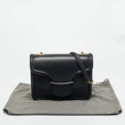 Pre Owned Alexander McQueen Black Diamond Embossed Leather Heroine Chain Shoulder Bag