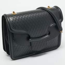 Pre Owned Alexander McQueen Black Diamond Embossed Leather Heroine Chain Shoulder Bag