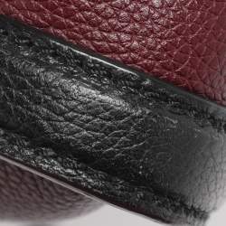 Pre Owned Alexander McQueen Burgundy/Black Pebbled Leather Mini Skull Padlock Zip Tote